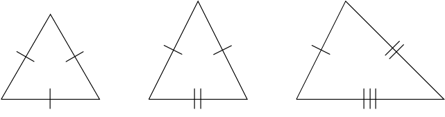 'a picture of Equilateral, Isosceles, and Scalene triangles