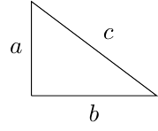 'image of a right triangle labeled with a, b, and c'